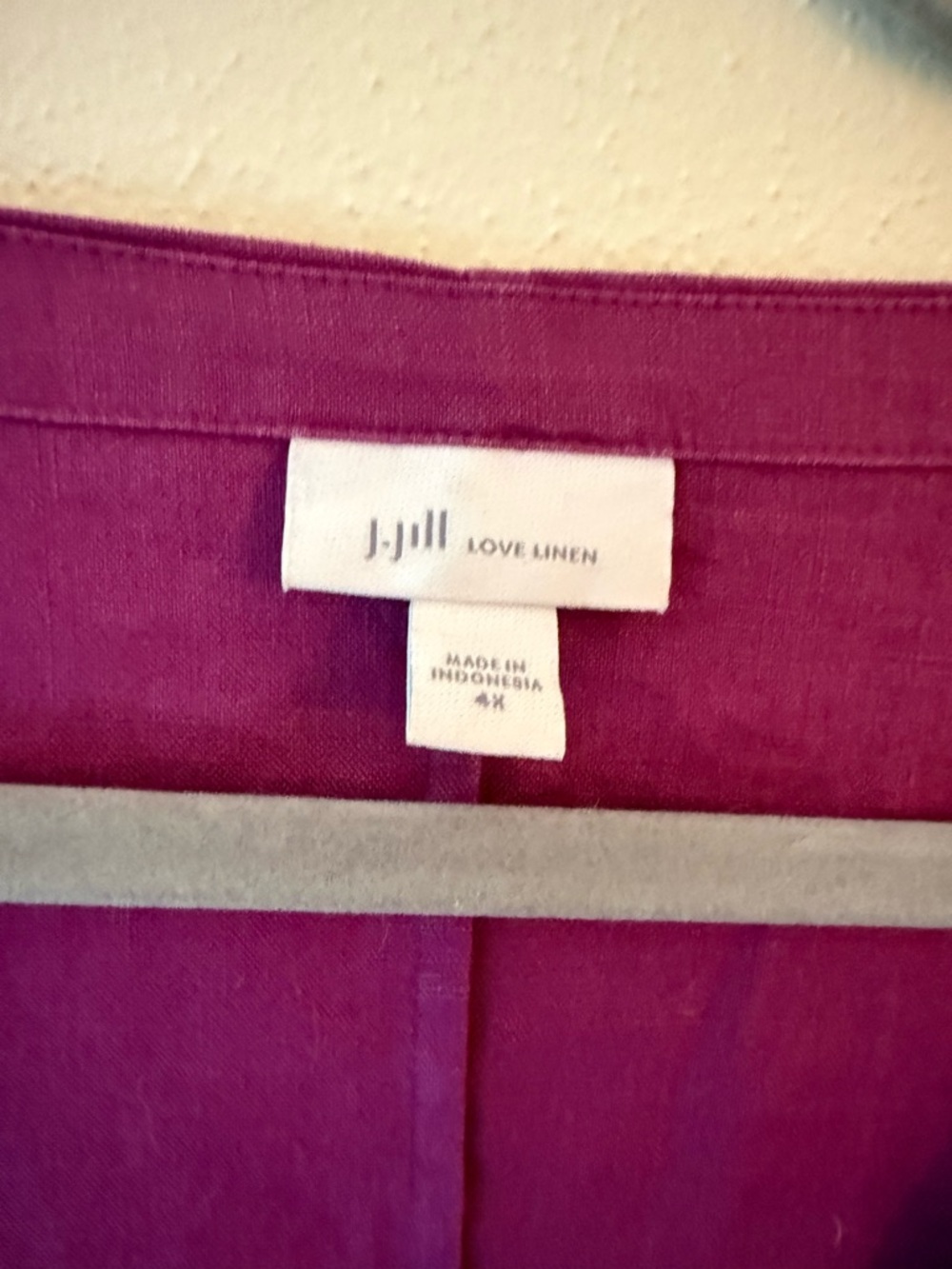 4X Sleeveless Button-Front Linen Dress in Deep Magenta - Picture 4 of 5